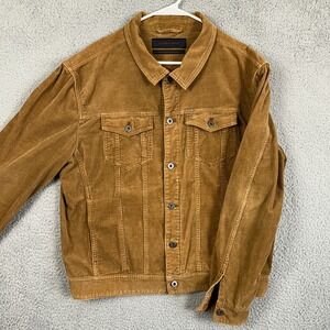 Zara Man Shacket Corduroy Mens Large Brown Flap Pocket Button Up Shirt Jacket